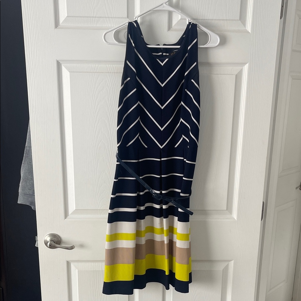 Navy and Yellow Striped Dress